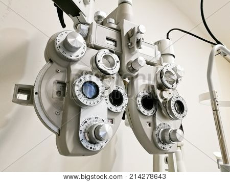 Bifocal Optometry eyesight measurement device on white background
