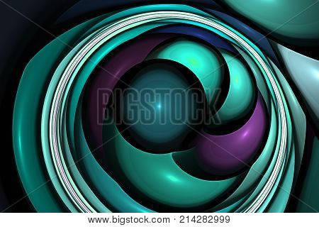 Geometric fractal shape can illustrate daydreaming imagination psychedelic space dreams magic nuclear explosion frequency patterns radiation or music concepts.
