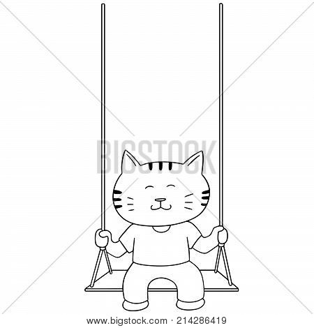 vector set of cat swing hand drawn cartoon
