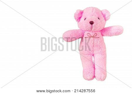 pink teddy bearisolated on white background with clipping path.