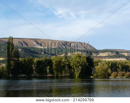Mountains of the North Caucasus surrounded by beautiful autumn nature