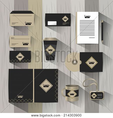 set business company stationary template with documents vector illustration