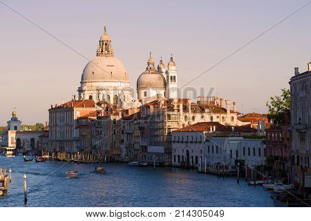 VENICE, ITALY - SEPTEMBER 25, 2017: View of Santa-Maria-della-Salyute cathedral in the September evening