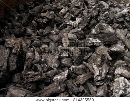 Coal or ash as textured background in black color and natural style