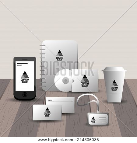 company stationary template with business papers vector illustration