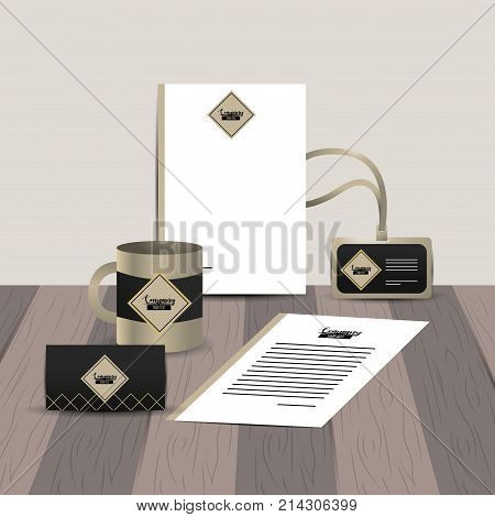 company stationary template with business papers vector illustration