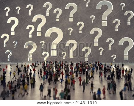 Confused people seek answers to their questions. 3D Rendering