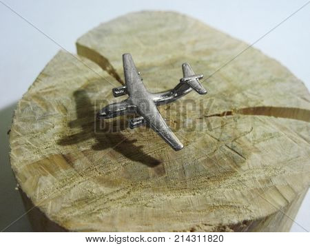 Landing of a plane. Shadow on the ground and aircraft silhouette