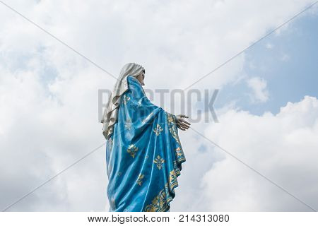 Chanthaburi Thailand - May 6 2016 : The Virgin Mary statue at The Cathedral of the Immaculate Conception is a Roman Catholic Diocese of Chanthaburi.
