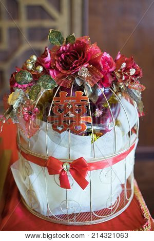 Hantaran, seserahan, gift proposal package for engagement married with double happiness shuang xi