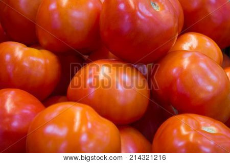large red tomato with selective focus