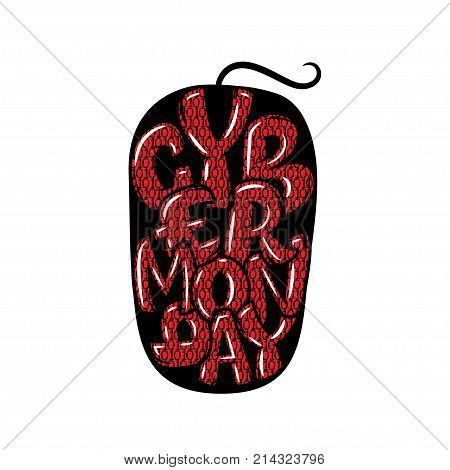 Cy ber Monday Sale label. Promotional banner template with lettering composition. Vector illustration