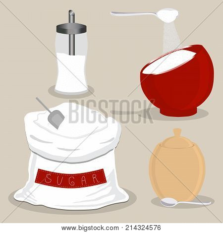 Vector icon illustration of logo for theme set sweet crystal powder sugar
