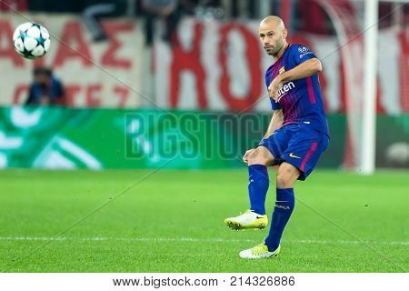 Uefa Champions League Game Between Olympiacos Vs Fc Barcelona