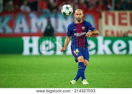 Uefa Champions League Game Between Olympiacos Vs Fc Barcelona