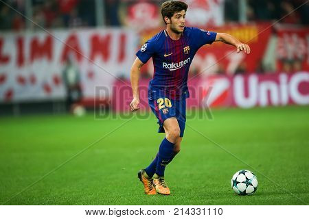 Uefa Champions League Game Between Olympiacos Vs Fc Barcelona