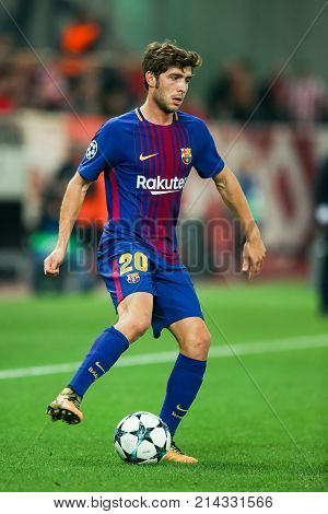 Uefa Champions League Game Between Olympiacos Vs Fc Barcelona