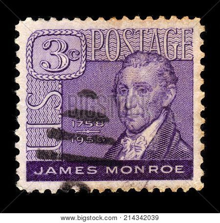 United States - CIRCA 1958: A stamp printed in the United States shows James Monroe (1758-1831), 5th President of the U.S., circa 1958