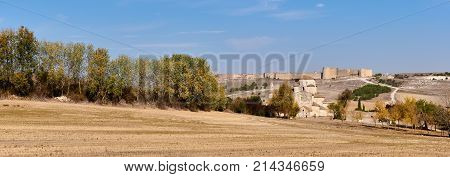 Nuestra Senora De La Anunciada Hermitage And The Walls Of Uruena, Uruena, Valladolid, Spain