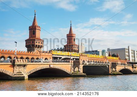 Oberbaum bridge in Berlin Germany on a sunny day