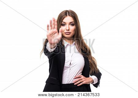Business Woman With Folder Isolated On White Background