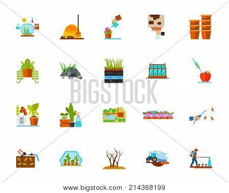 Planting icon set. Can be used for topics like agriculture, gardening, farming, floriculture