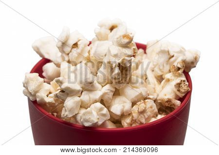 Popcorn In A Red Bowl Top View
