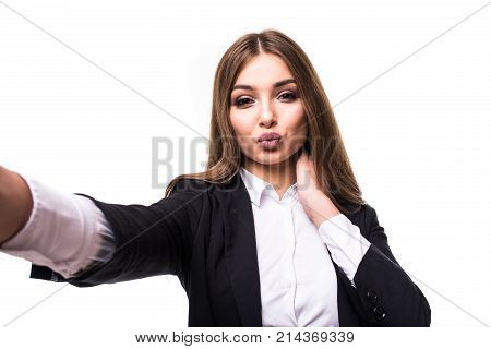 Business Woman With Folder Isolated On White Background