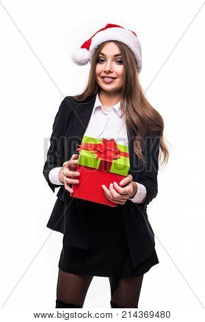 Business Woman With Folder Isolated On White Background