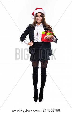 Business Woman With Folder Isolated On White Background