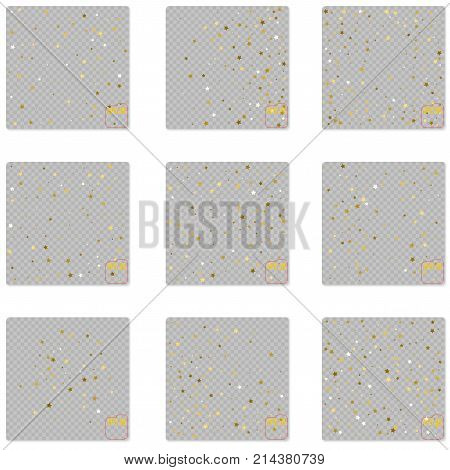 Star Shaped Various Size Golden Glitter Bits On Transparent Back