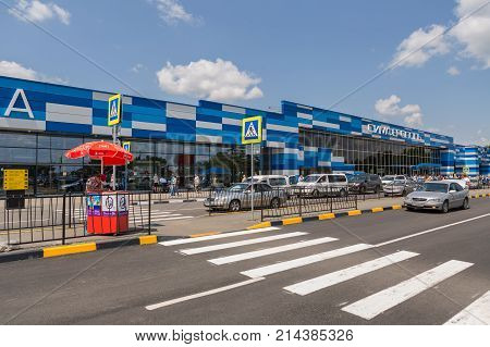 Simferopol, Russia - June 05 2016: Road near the building of Simferopol International Airport