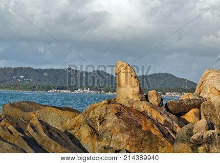 Grandmother And Grandfather Rocks - Samui In Lamai Beach Thailand
