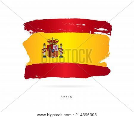 Flag of Spain. Vector illustration on white background. Beautiful brush strokes. Abstract concept. Elements for design.