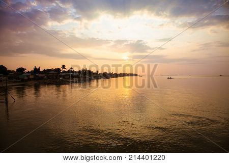 Sunset at Roxas village in Palawan island, Philippines