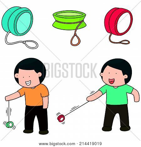 vector set of yoyo hand drawn cartoon