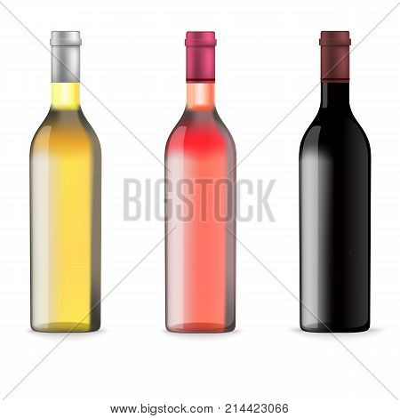 Illustration of bottles of wine isolated on white background