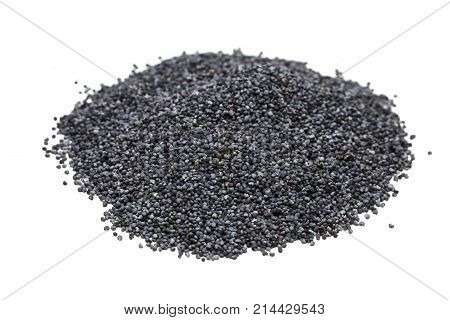 Pile Of Poppy Seeds Isolated On White Background