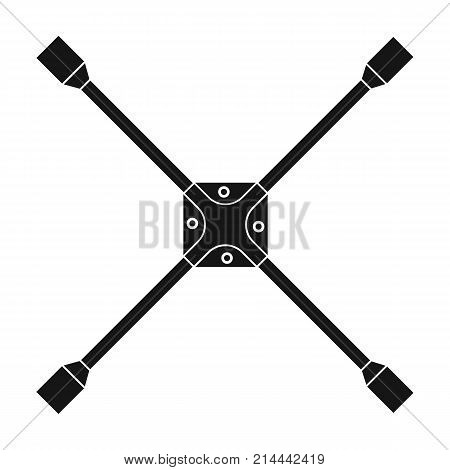 Wrench for wheel single icon in black style for design.Car maintenance station vector symbol stock illustration .