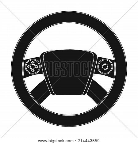 Steering wheel single icon in black style for design.Car maintenance station vector symbol stock illustration .
