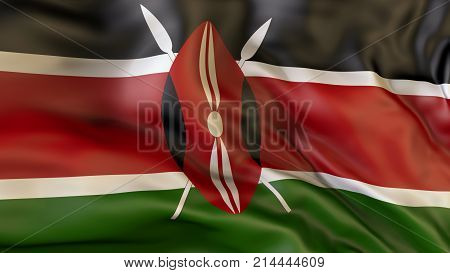 Flag, Kenya, Waving flag of Kenya, 3d, illustration