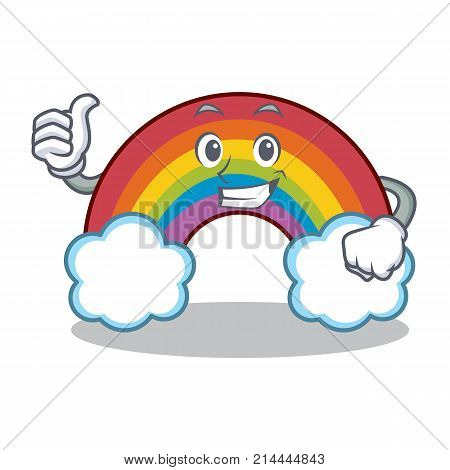 Thumbs up colorful rainbow character cartoon vector illustration
