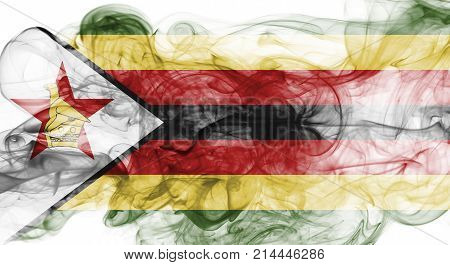 Zimbabwe smoke flag isolated on a white background