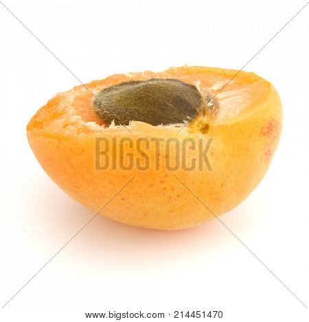 One apricot half isolated on white background cutout
