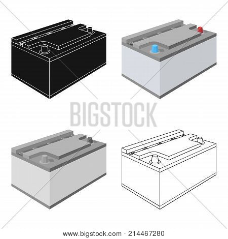 Battery car single icon in cartoon, outline, black style for design.Car maintenance station vector symbol stock illustration .