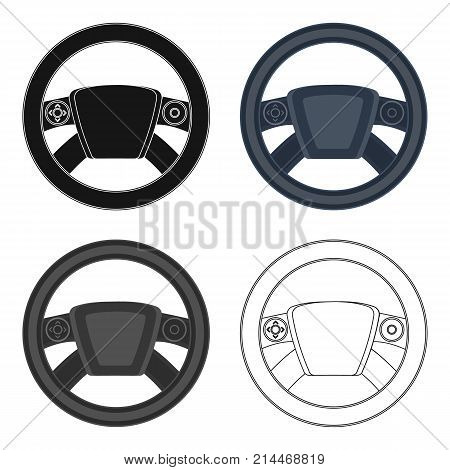 Steering wheel single icon in cartoon, outline, black style for design.Car maintenance station vector symbol stock illustration .