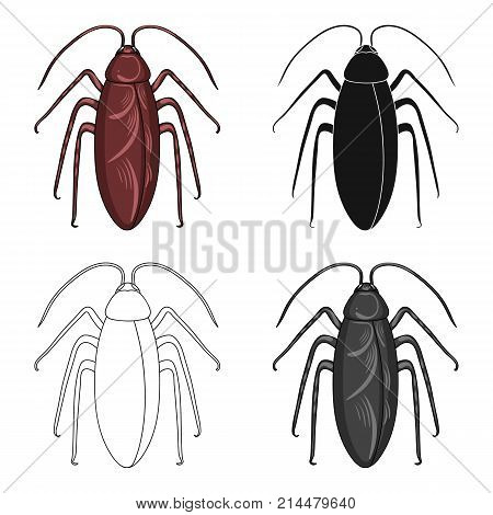 Insect cockroach single icon in cartoon, black, outline, monochrome style for design.Pest Control Service vector symbol stock illustration .