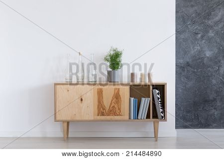 Glass Bottles On Vintage Cupboard