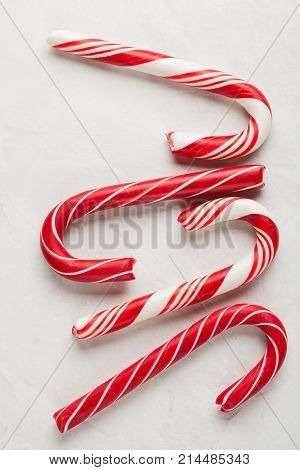 Christmas Decors With Gray Background. Candy Cane