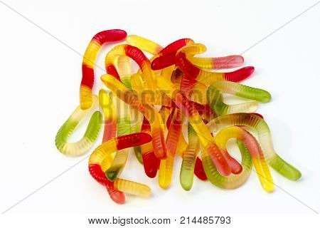 colored jellybeans in the shape of snakes
